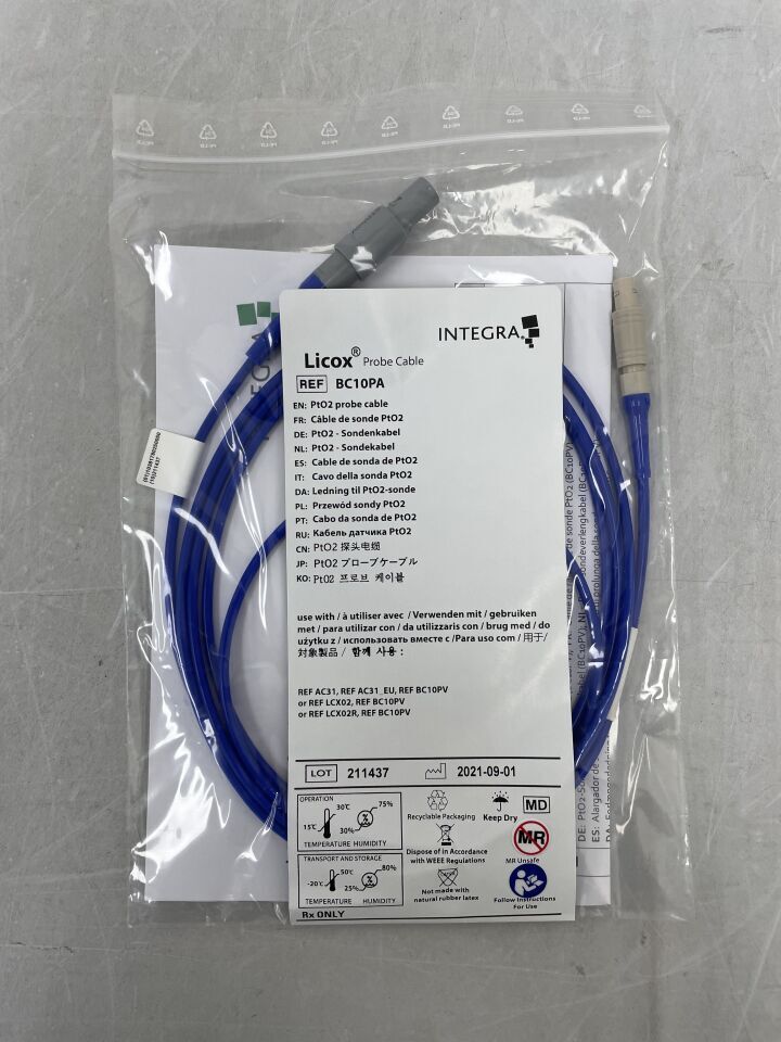 BC10PA - INTEGRA - Cable de sonda Licox PtO2 (azul), (BX/1) - (Fecha de caducidad: 2099-12-31)