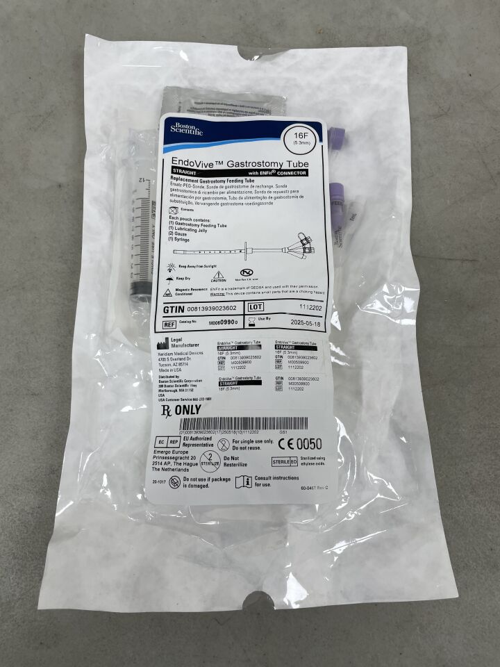 0990 - BOSTON SCIENTIFIC - EndoVive Gastrostomy Tube, Straight, with ENFit Connector, 16FR, () - ( Expiry Date: 2025-05-18 )