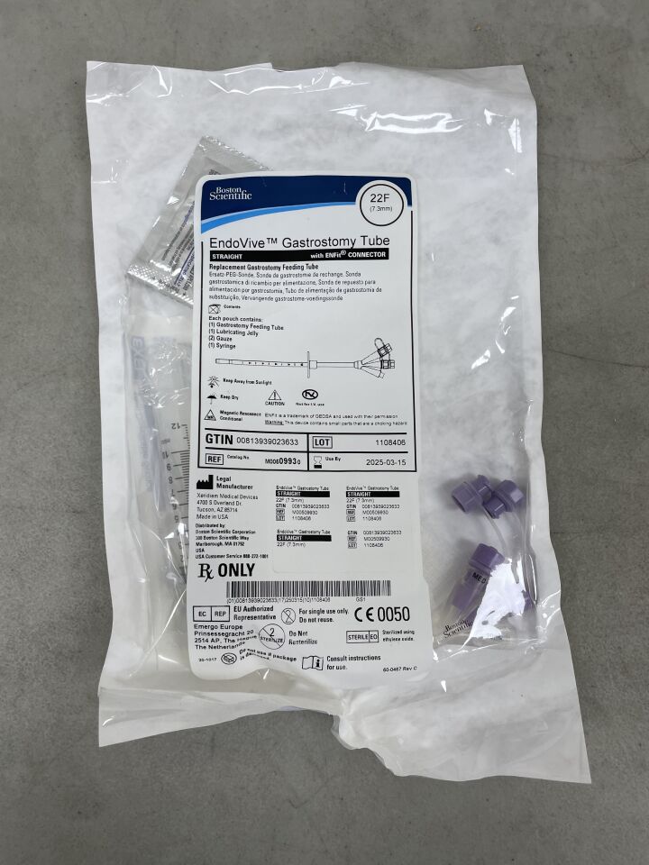 0993 - BOSTON SCIENTIFIC - EndoVive Gastrostomy Tube, Straight, with ENFit Connector, 22FR, () - ( Expiry Date: 2025-03-15 )