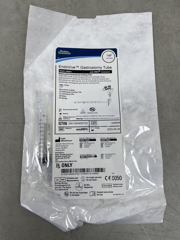 997 - BOSTON SCIENTIFIC - EndoVive Gastrostomy Tube, Right Angle, with ENFit Connector, 14FR, (EA) - ( Expiry Date: 2023-05-24 )