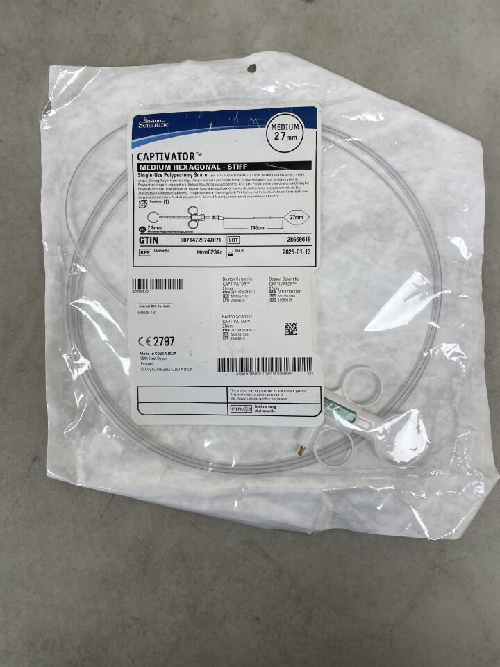 6234 - BOSTON SCIENTIFIC - Captivator Single-Use Polypectomy Snare - Medium Hexagonal/Stiff - 27mm x 240cm, (EA) - ( Expiry Date: 2025-01-13 )