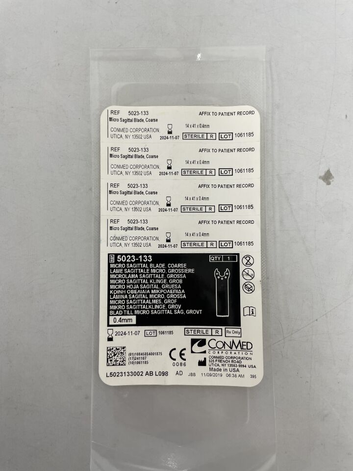 5023-133 - CONMED - Micro Sagittal Blade, Coarse 14mm x 41mm x 0.40mm, () - ( Expiry Date: 2025-11-02 )