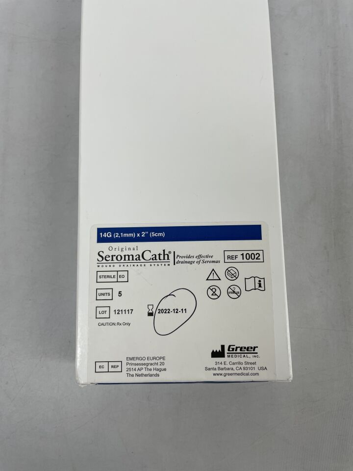 1002 - GREER MEDICAL - Original SeromaCath Wound Drainage System 14G x 5cm, (BX/5) - ( Expiry Date: 2026-01-18 )