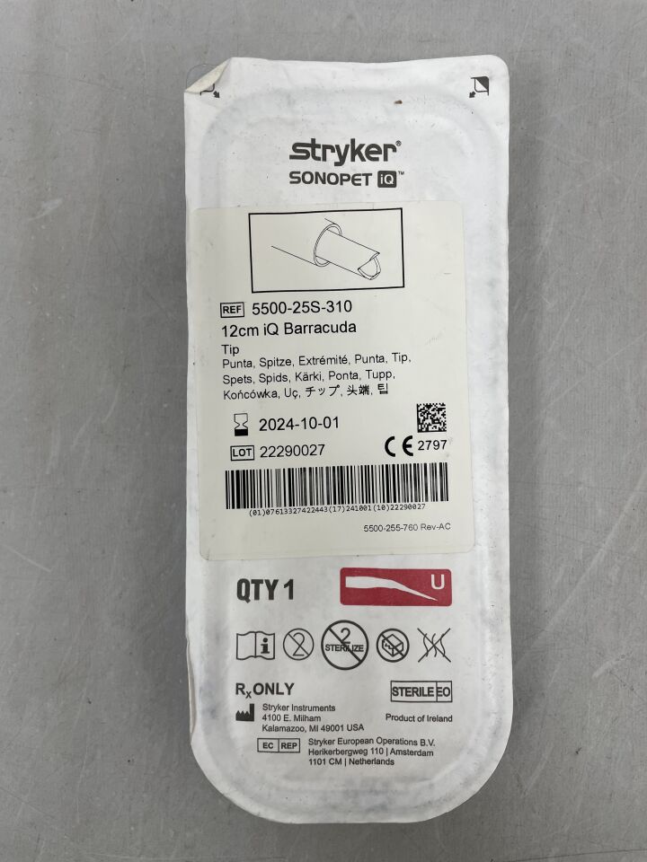 5500-25S-310 - STRYKER - Sonopet iQ Barracuda Tip for Ultrasonic Soft Tissue Resection 12cm (4.5"), () - ( Expiry Date: 2024-10-01 )