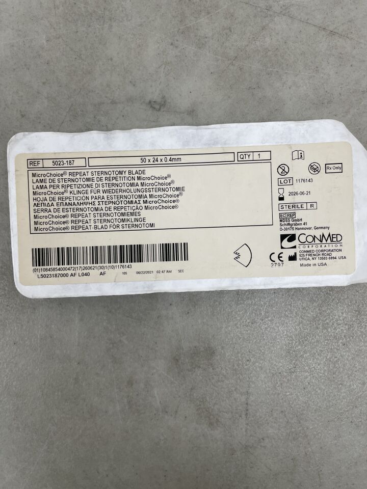 5023-187 - CONMED - MicroChoice Repeat Sternotomy Blade, 50 x 24 x 0.4mm, (EA) - ( Expiry Date: 2026-06-21 )