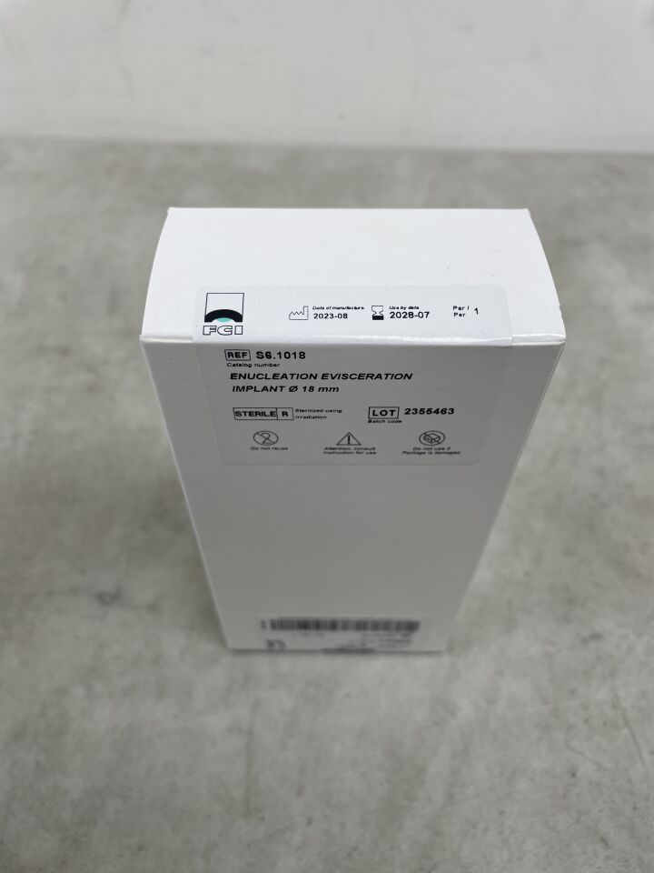 S6.1018 - FCI - Implante esférico de silicona para enucleación y evisceración de 18 mm (caja/1) - (Fecha de caducidad: 31/07/2028)
