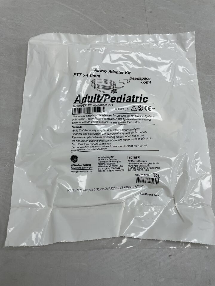 2013068-001 - GE - Adaptador de vía aérea Vyaire Vital Signs para adultos y niños para módulo CapnoFlex (unidad) - (Fecha de caducidad: 31/12/2099)