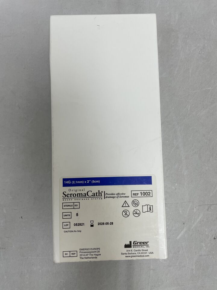1002 - GREER MEDICAL - Original SeromaCath Wound Drainage System 14G x 5cm, (BX/5) - ( Expiry Date: 2026-05-28 )