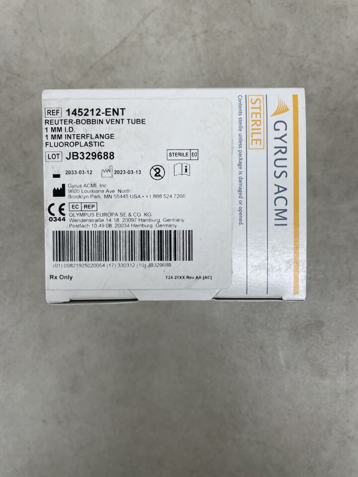 145212-ENT - GYRUS ACMI - Fluoroplastic Reuter Bobbin Vent Tube without Hole, 1 mm ID, (BX/6) - ( Expiry Date: 2033-03-12 )