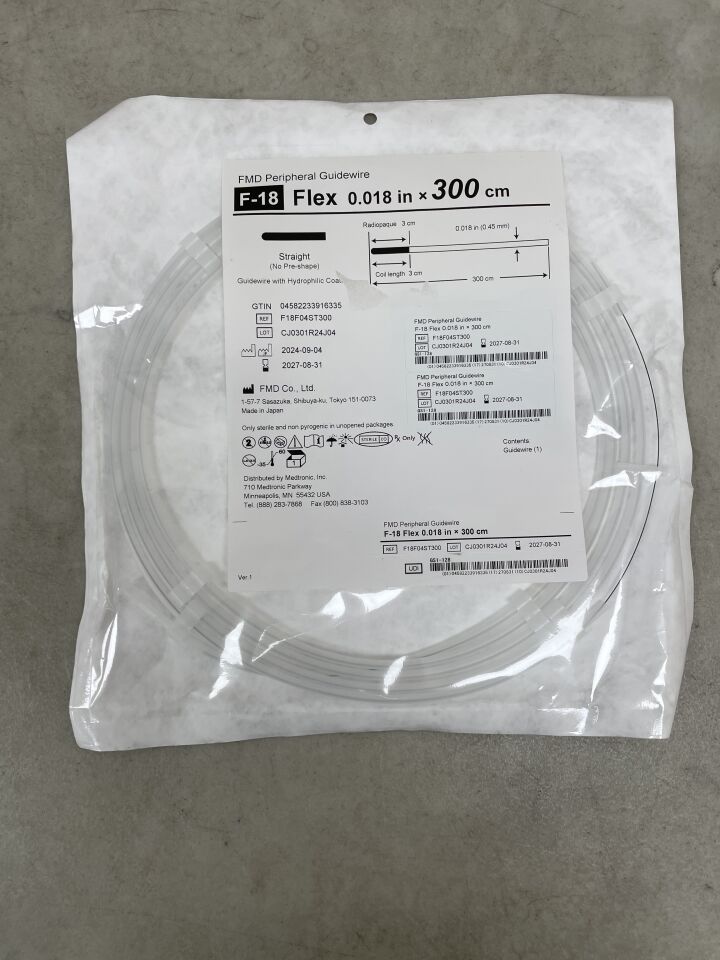 F18F04ST300 - MEDTRONIC - FMD Peripheral Guidewire, Straight, 0.018" x 300cm , ( EA ) - ( Expiry Date : 2027-08-31 )