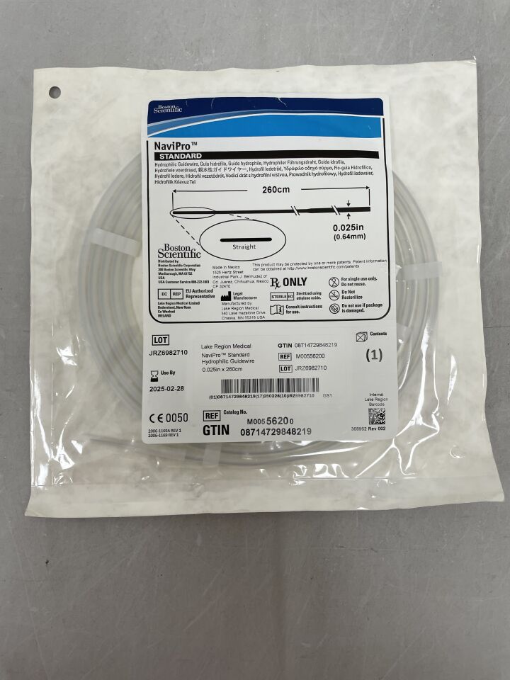 5620 - BOSTON SCIENTIFIC - NaviPro Hydrophilic Guidewire - Standard, Straight - .025" x 260cm, (EA) - ( Expiry Date: 2025-02-28 )