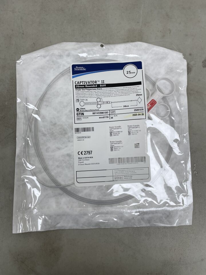6119 - BOSTON SCIENTIFIC - Captivator II Single-Use Polypectomy Snare - Rounded/Stiff - 25mm x 240cm, () - ( Expiry Date: 2025-04-28 )