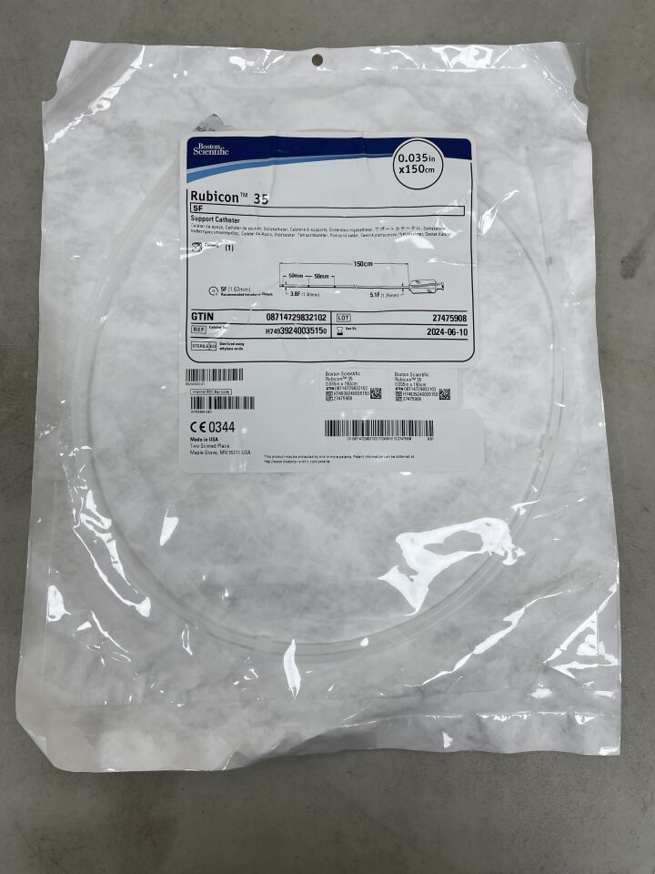 3924003515 - BOSTON SCIENTIFIC - Rubicon 35 Support Catheter - 5Fr - Straight - .035" x 150cm, (EA) - ( Expiry Date: 2024-06-10 )