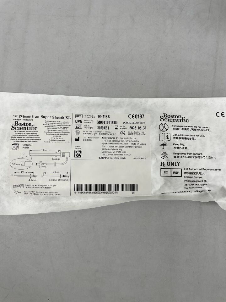 15-718B - BOSTON SCIENTIFIC - Super Sheath XL Large Diameter Introducer Sheath, 12F x 11cm x 0.035", (EA) - ( Expiry Date: 2025-03-31 )