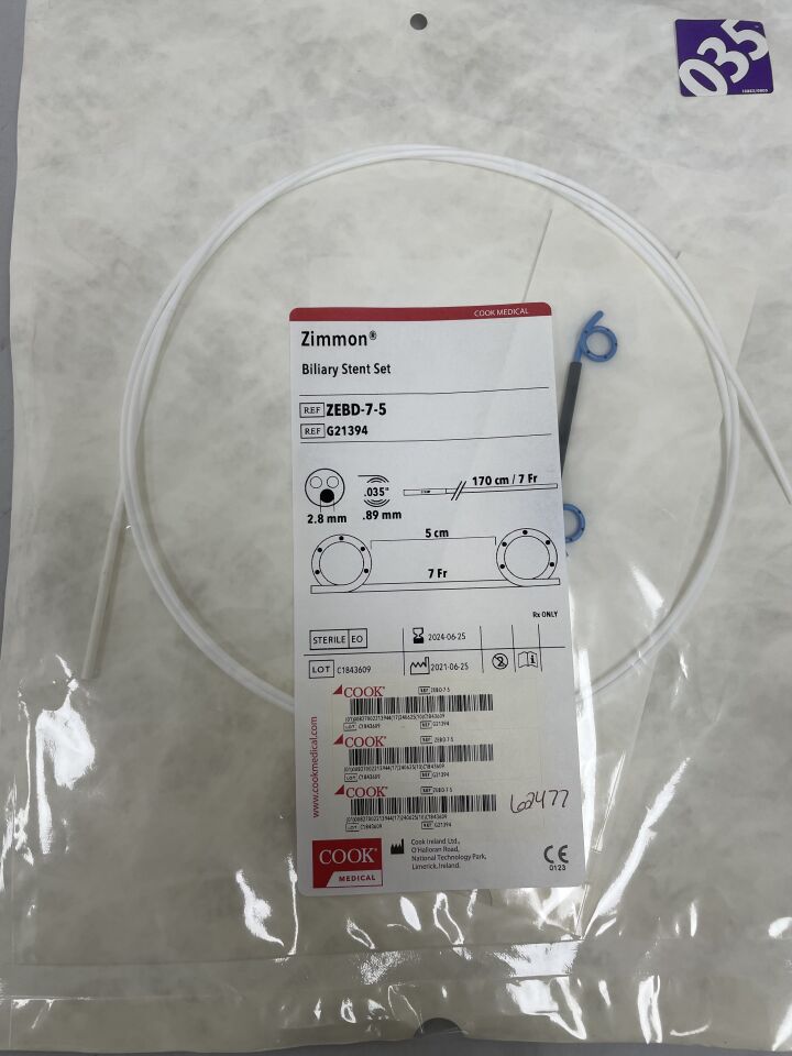 G21394 - COOK - Zimmon Biliary Stent Set, 5cm , (EA) - ( Expiry Date: 2025-07-08 )