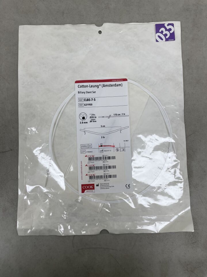 G21950 - COOK - Cotton-Leung Biliary Stnt Set 2.8mm, 7Fr. x 5cm, (EA) - ( Expiry Date: 2025-07-13 )