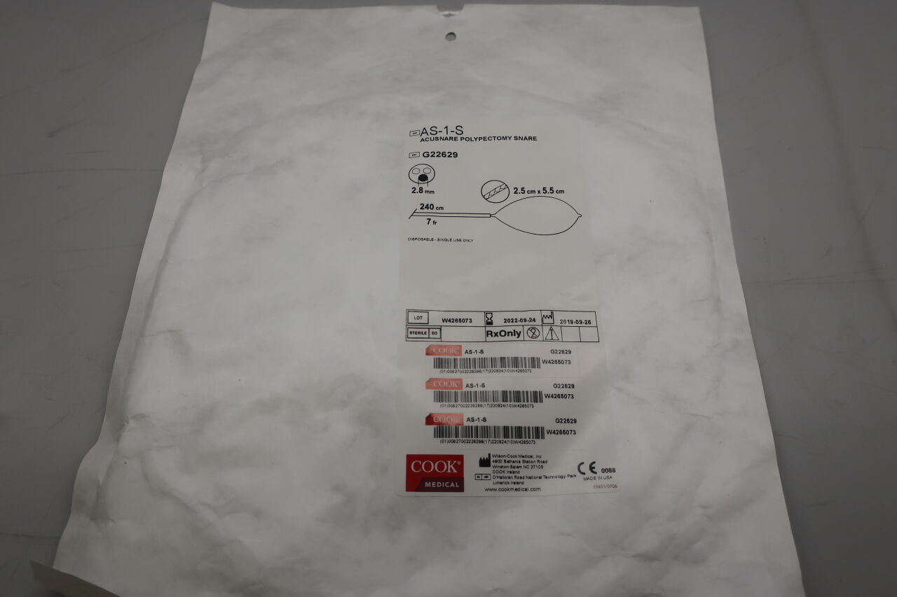 G22629 - COOK - Acusnare Polypectomy Snare - AS-1-S - 2.5cm x 5.5cm, (EA) - ( Expiry Date: 2025-04-15 )