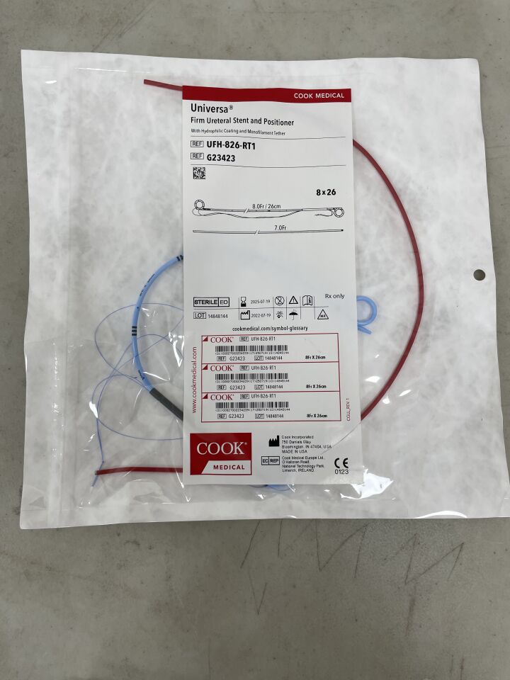 G23423 - COOK - Universa Firm Ureteral Stent & Positioner: 8F x 26cm, (EA) - ( Expiry Date: 2025-07-19 )