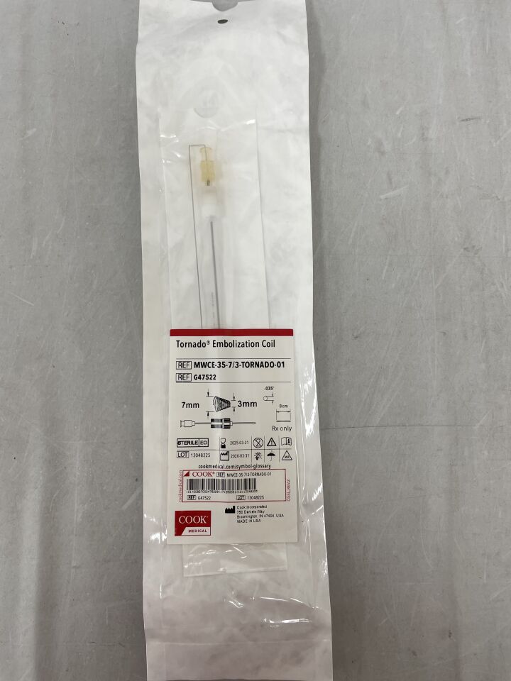 G47522 - COOK - Tornado Embolization Coil - .035" x 8cm x 7mm/3mm, (EA) - ( Expiry Date: 2025-09-30 )