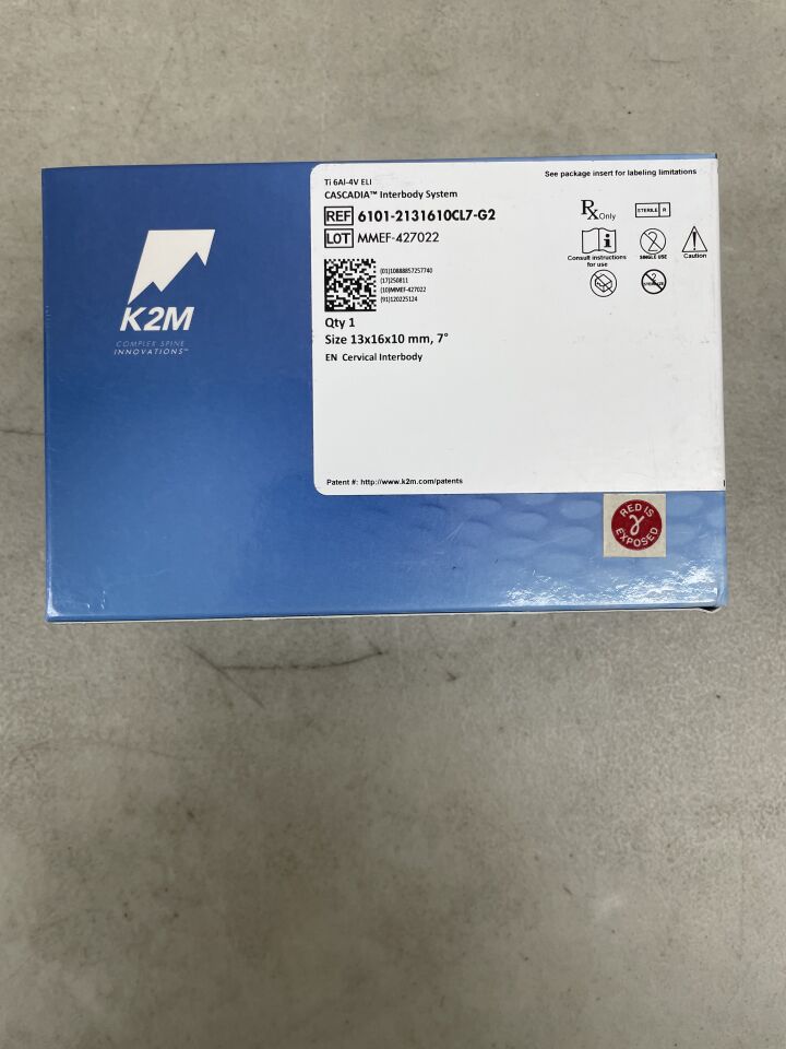 6101-2131610CL7-G2 - K2M - Cascadia Cervical Interbody Size 13 x 16 x 10mm, 7 Degree, (BX/1) - ( Expiry Date: 2025-08-11 )