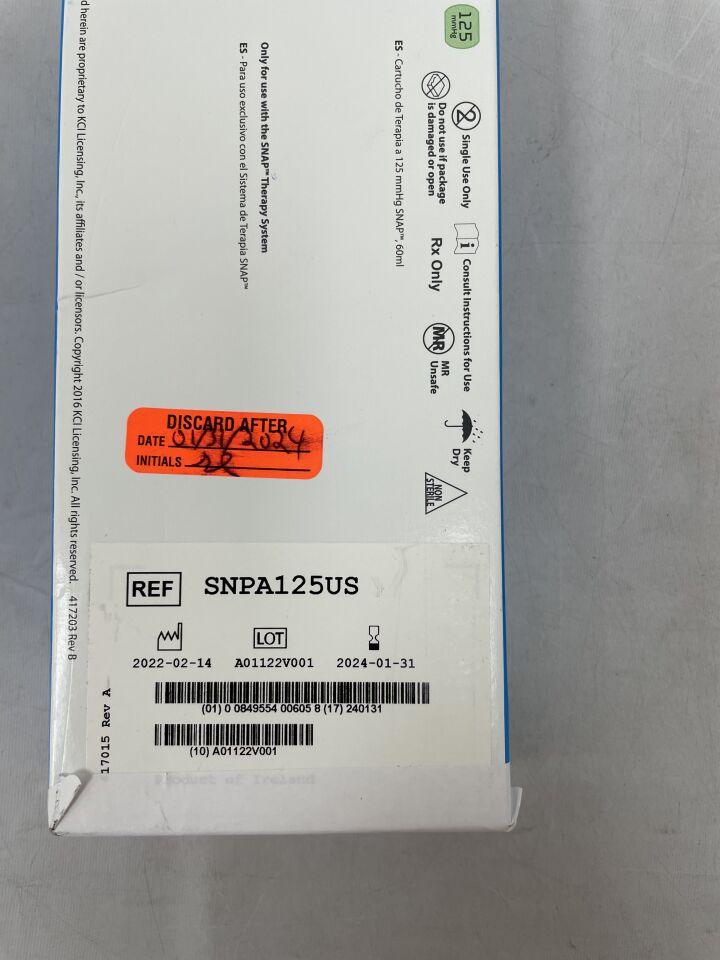 SNPA125US - KCI - SNAP Therapy System, 125mmHg Therapy Cartridge, 60mL, (BX/1) - ( Expiry Date: 2025-12-31 )