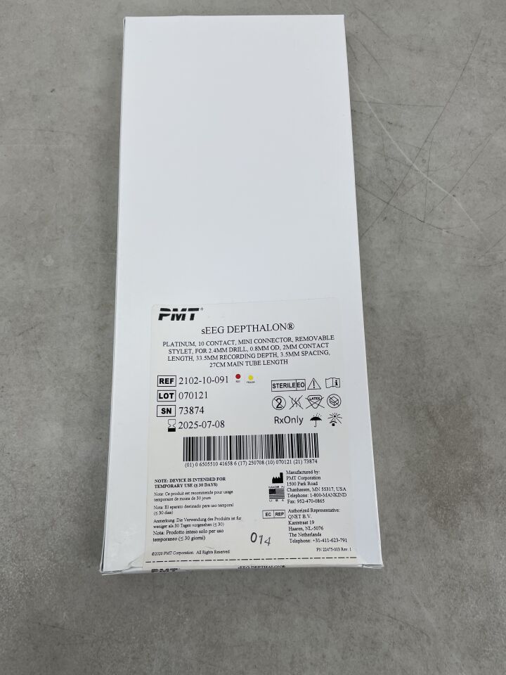 2102-10-091 - PMT - sEEG, PLATINUM, 10 CONTACT, MINI CONNECTOR, REMOVABLE STYLET, FOR 2.4MM DRILL, (BX/1) - ( Expiry Date: 2025-07-08 )