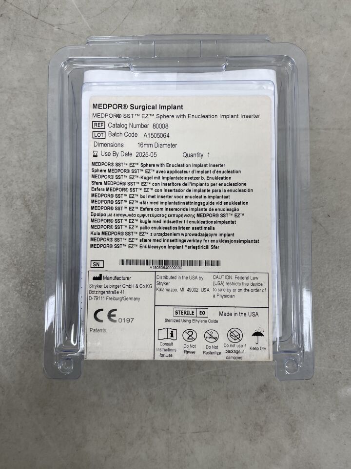 80008 - STRYKER - Medpor Smooth Surface Tunnel (SST-EZ) Sphere 16mm, (EA) - ( Expiry Date: 2025-05-01 )