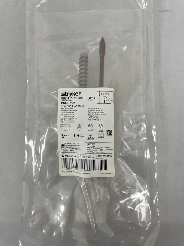 3910-075-800 - STRYKER - Dri-Lok Cannula, 6.5mm x 75mm, (EA) - ( Expiry Date: 2023-10-23 )