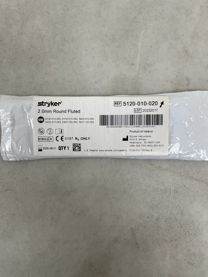5120-010-020 - STRYKER - 2.0mm Round Fluted Bur, Medium, (EA) - ( Expiry Date: 2025-08-01 )