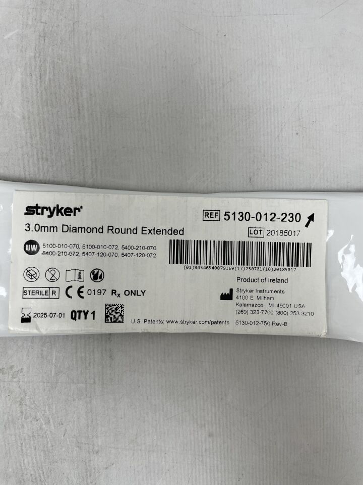 5130-012-230 - STRYKER - 3.0mm Round Extended Diamond Bur, Long, (EA) - ( Expiry Date: 2024-08-01 )
