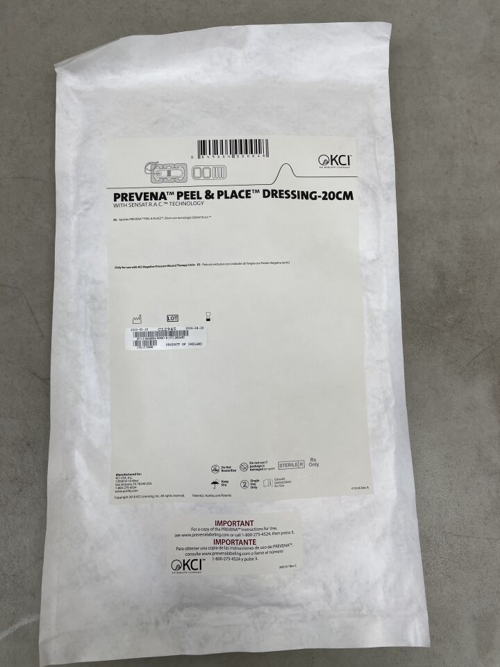 PRE1055US - KCI - Prevena Peel & Place Dressing, 20cm, (EA) - ( Expiry Date: 2026-04-30 )