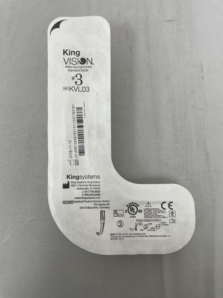 KVL03 - KING SYSTEMS - Laryngoscope Standard Blade, #3, (EA) - ( Expiry Date: 2099-12-31 )