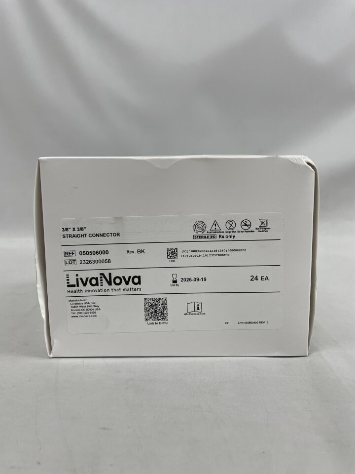 50506000 - LIVANOVA - Arteriovenous/external shunt connector. Straight, 3/8" x 3/8", (BX/24) - ( Expiry Date: 2026-09-19 )