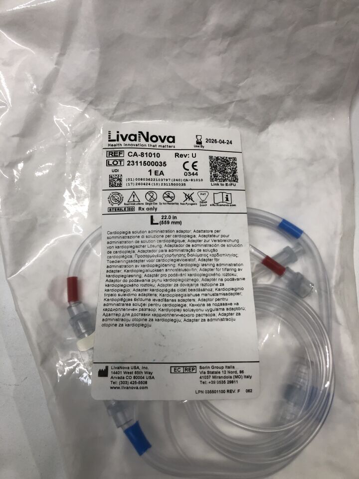 ca-81010 - LIVANOVA - cardioplegia cannulae, retrograde perfusion adapters , ( EA ) - ( Expiry Date : 2026-04-24 )