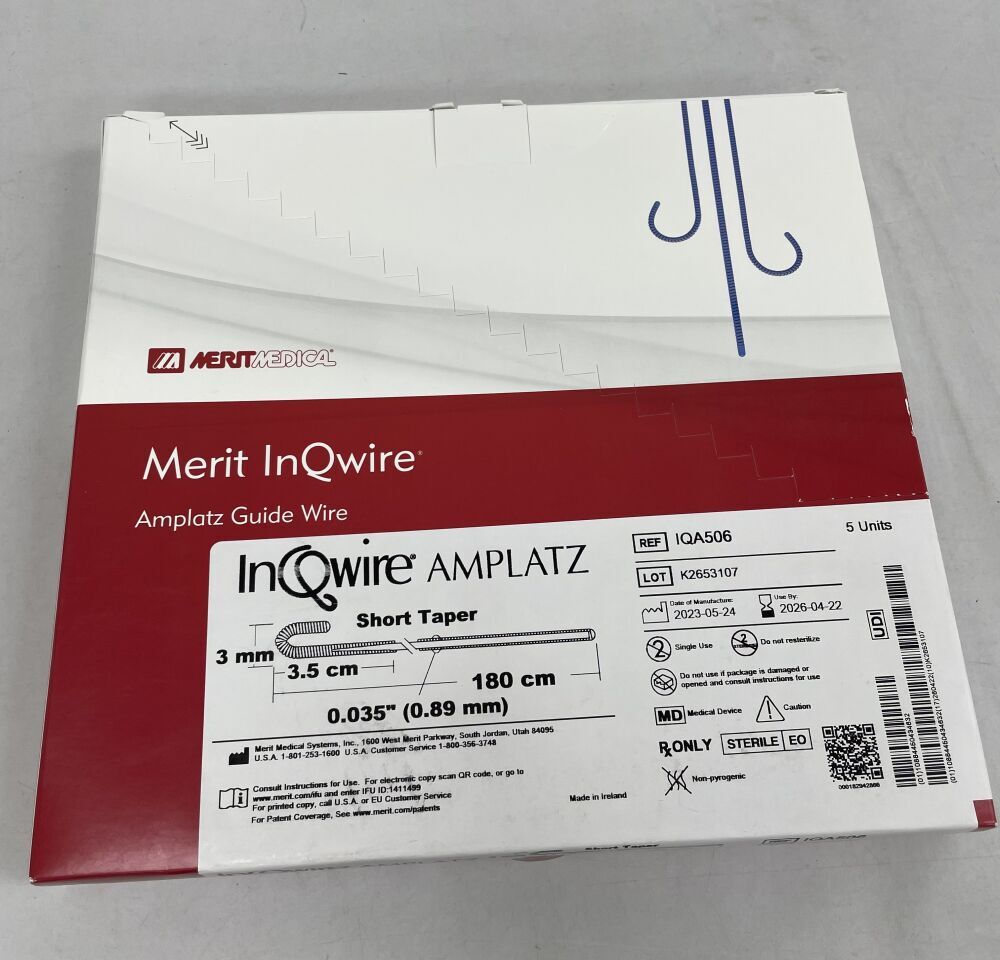 IQA506 - MERIT - Amplatz Guide Wire Short Taper 3mm x 3.5cm x 180 cm, (BX/5) - ( Expiry Date: 2026-04-22 )