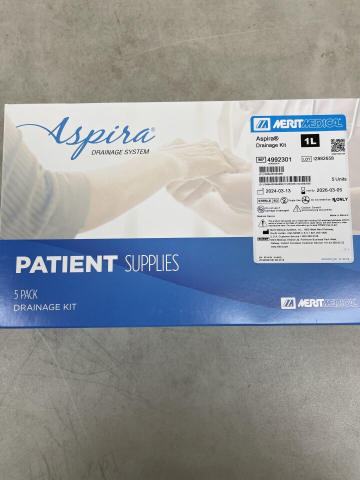 4992301 - MERIT MEDICAL - Aspira Pleural/Peritoneal Drainage Kit, 1L, (BX/5) - ( Expiry Date: 2026-03-05 )