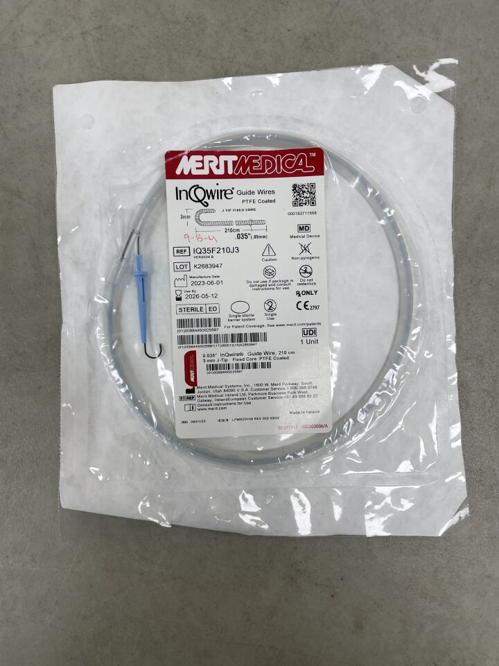 IQ35F210J3 - MERIT MEDICAL - InQwire Guide Wire 0.035" x 210cm, J Tip, (EA) - ( Expiry Date: 2026-05-12 )