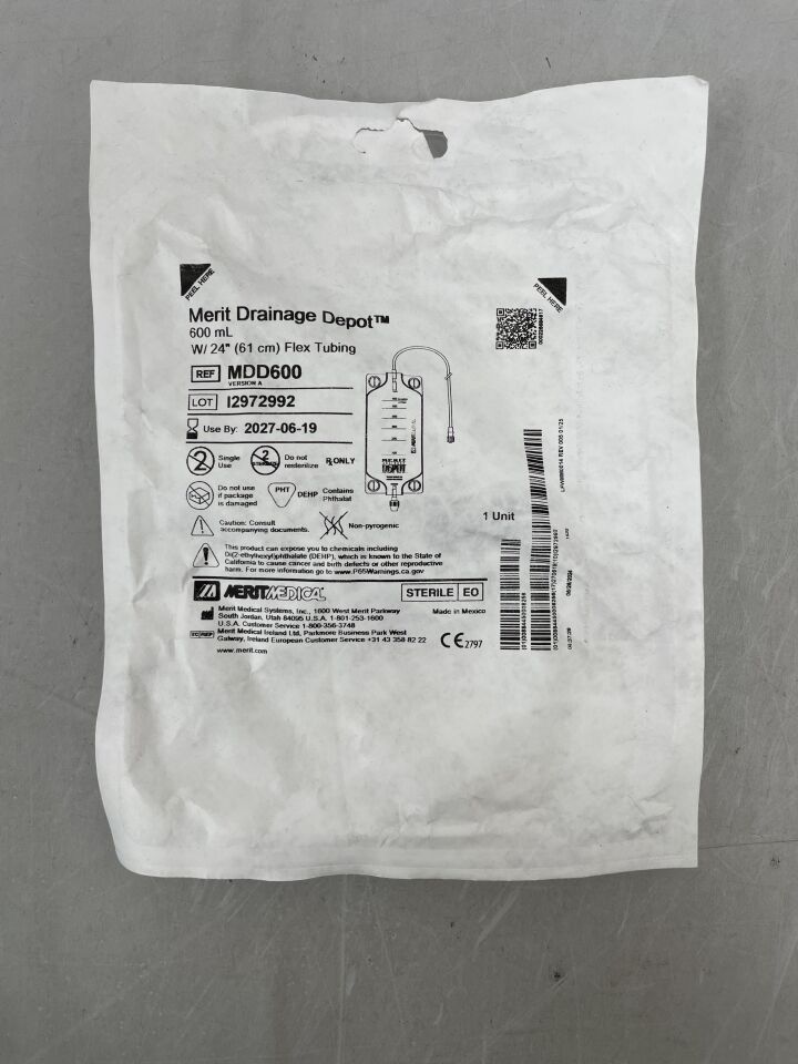 MDD600 - MERIT MEDICAL - Drainage Depot 600mL with 24" Flex Tubing, (EA) - ( Expiry Date: 2027-06-19 )