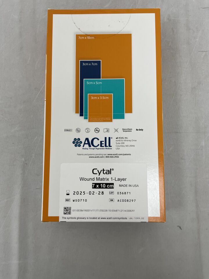WS0710 - ACELL - Cytal Wound Matrix, 1-Layer 7cm x 10cm, (BX/1)