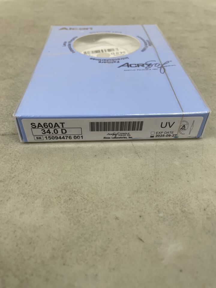 SA60AT.340 - ALCON - AcrySof Acrylic Foldable IOL, 34.0D, (BX/1) - ( Expiry Date: 2025-09-27 )