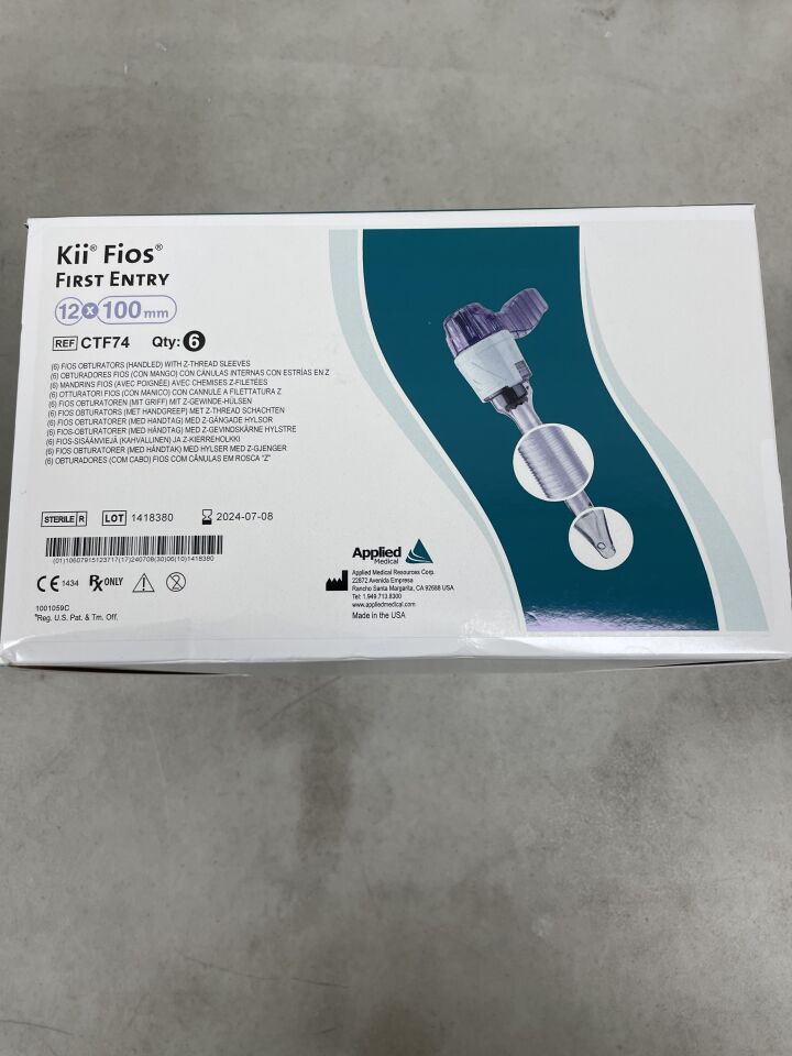 CTF74 - APPLIED MEDICAL RESOURCES - Kii Fios First Entry, Z-Thread 12mm x 100mm, Handled, (BX/6) - ( Expiry Date: 2024-07-08 )