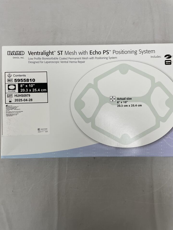5955810 - BARD - Ventralight ST Mesh, Ellipse 8" x 10" w/Echo PS, (BX/1) - ( Expiry Date: 2025-08-28 )