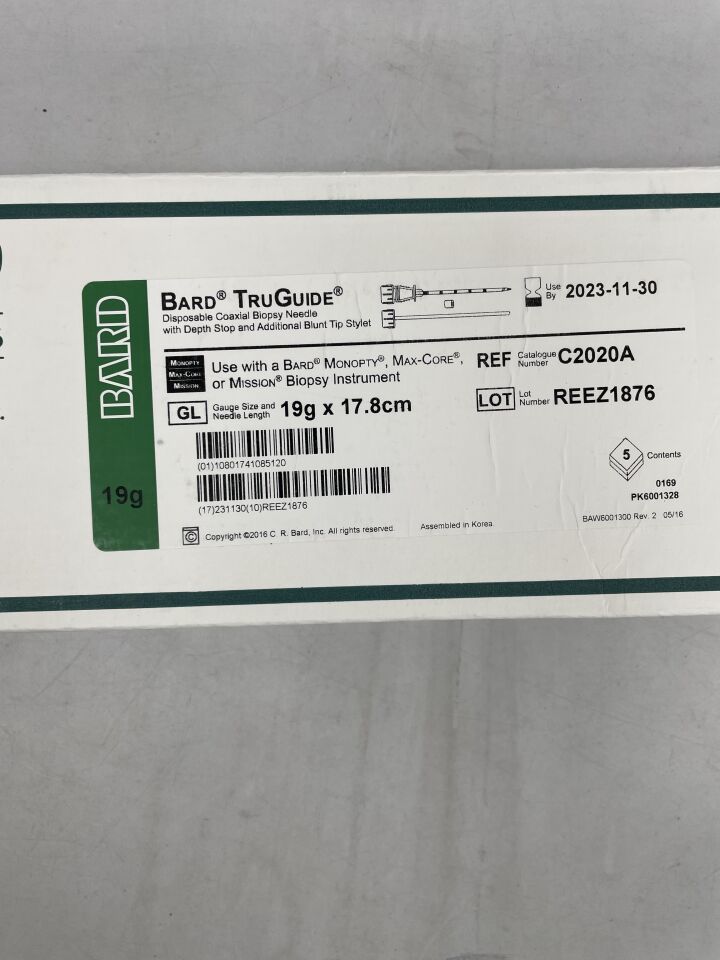 C2020A - BARD - TruGuide Coaxial Biopsy Needle 19G x 17.8cm, (BX/5) - ( Expiry Date: 2025-10-31 )