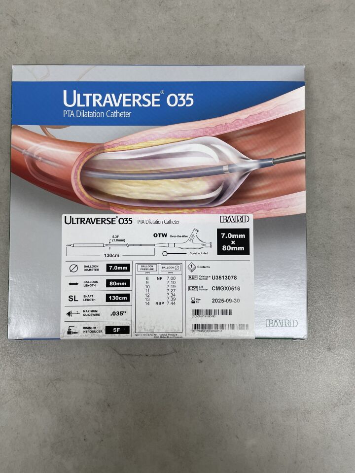 U3513078 - BARD - ULTRAVERSE 035 PTA Dilatation Catheter - 5Fr x 7mm x 80mm x 130cm, (BX/1) - ( Expiry Date: 2025-09-30 )