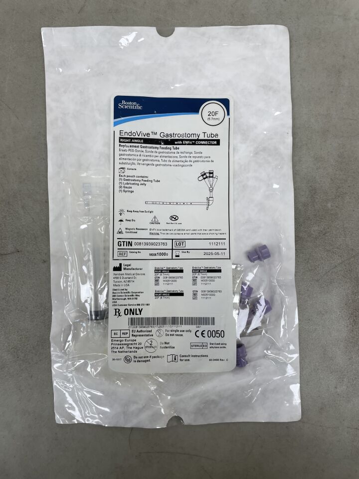 1000 - BOSTON SCIENTIFIC - EndoVive Gastrostomy Tube, Right Angle, with ENFit Connector, 20FR, (EA) - ( Expiry Date: 2025-05-11 )