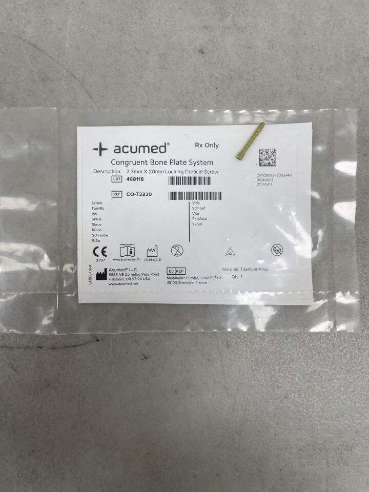 CO-T2320 - ACUMED - Locking Cortical Screw 2.3mm x 20mm, (EA) - ( Expiry Date: 2099-12-31 )