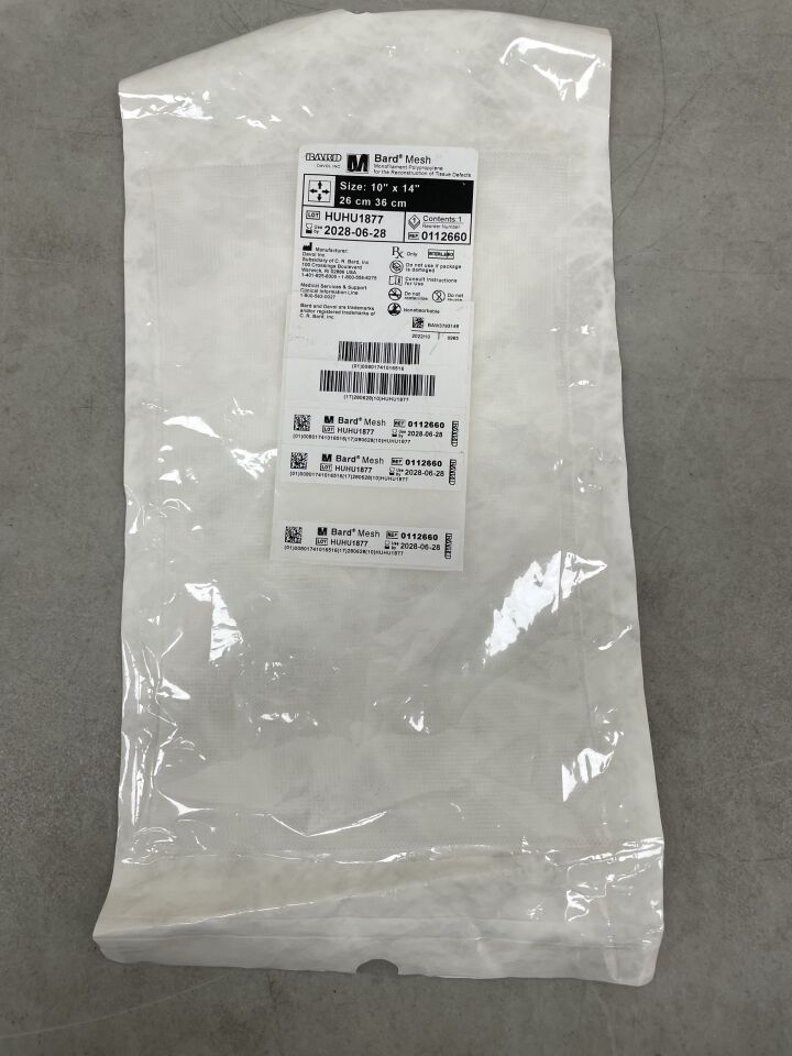 112660 - BARD - Polypropylene Flat Sheet Mesh 10" x 14" (No Box), (EA) - ( Expiry Date: 2028-06-28 )