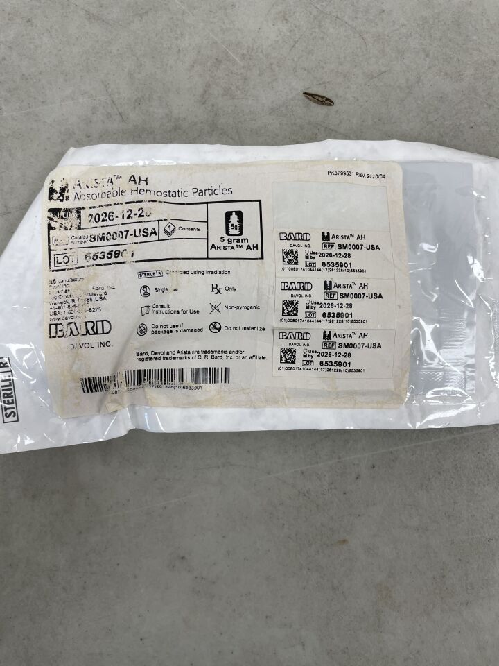 SM0007-USA - BARD - Arista AH 5g (Absorbable Hemostatic Particles), (EA) - ( Expiry Date: 2026-12-28 )