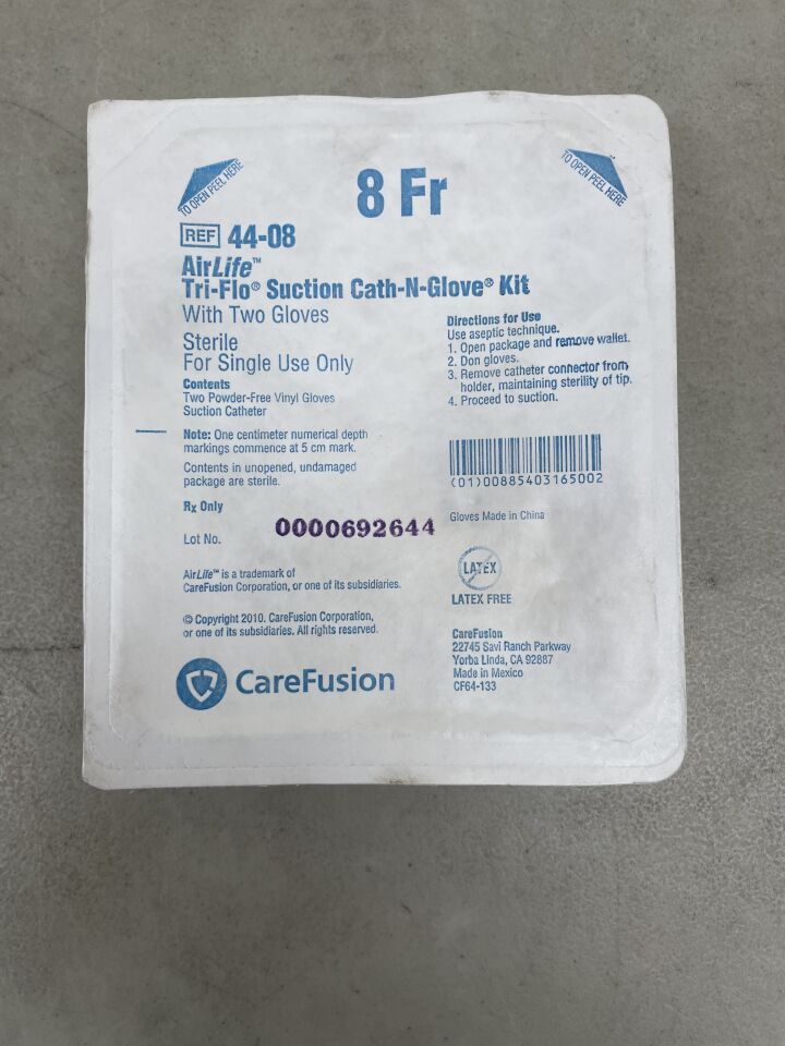 44-08 - CAREFUSION - AirLife Tri-Flo Suction Cath-N-Glove Kit 8Fr, (EA) - ( Expiry Date: 2099-12-31 )