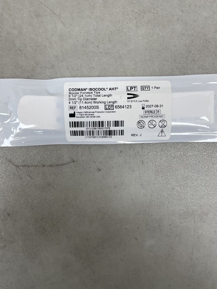 8145200S - CODMAN - Isocool AHT Bipolar Forceps Tips 9 1/2inch Length 2mm Tip, (EA) - ( Expiry Date: 2027-08-31 )